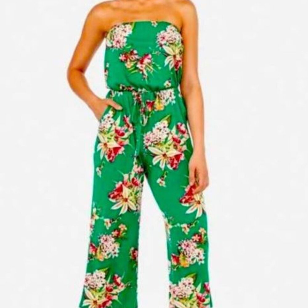 Express Women's off the shoulder print jumpsuit